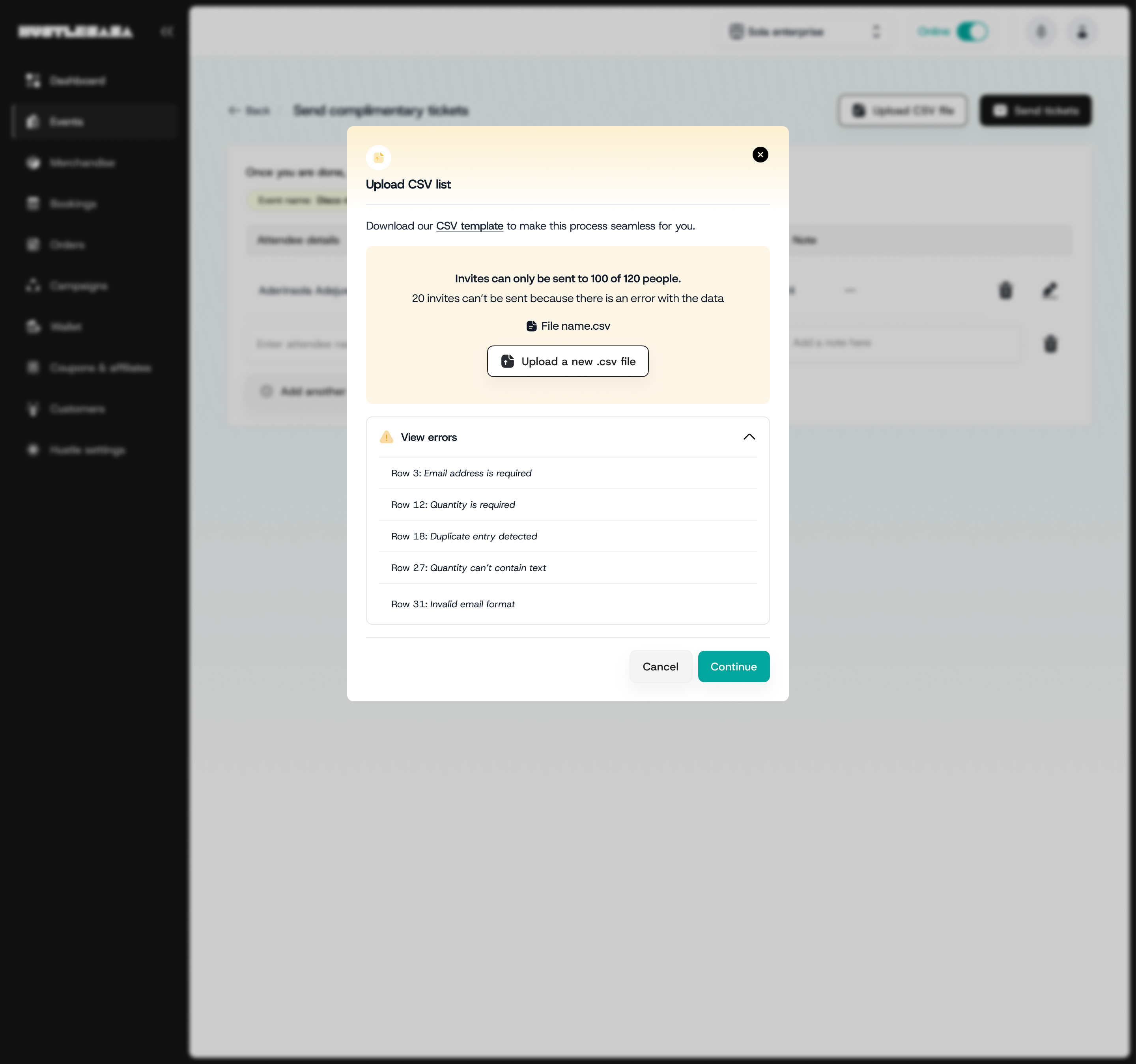 Row-level errors expanded